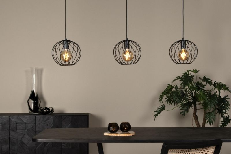 Lucide DANZA - Závesné svietidlo - 3xE27 - Čierne